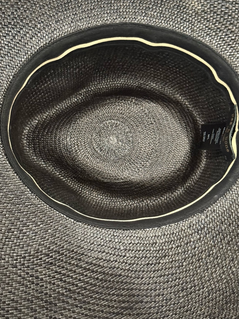 rag & bone Wide Brim Straw Hat Black Oversized Boater Fedora Western Luxe - Picture 3 of 10
